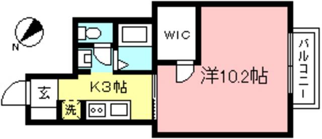 ピアチェーレ(1K/2階)の間取り写真