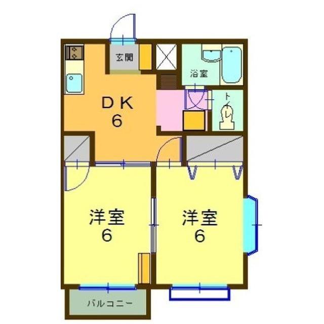 ヴィブレMAKIIII(2DK/2階)の間取り写真