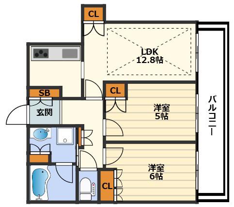レジデンス梅田ローレルタワー(2LDK/18階)の間取り写真