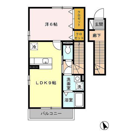 イーストヒルズ 七番館(1LDK/2階)の間取り写真