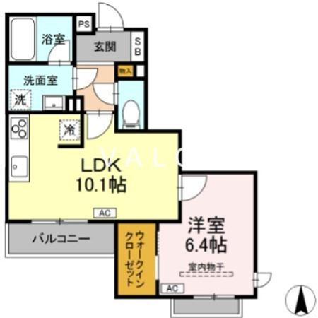 シャーメゾン大和東レジデンス(1LDK/2階)の間取り写真