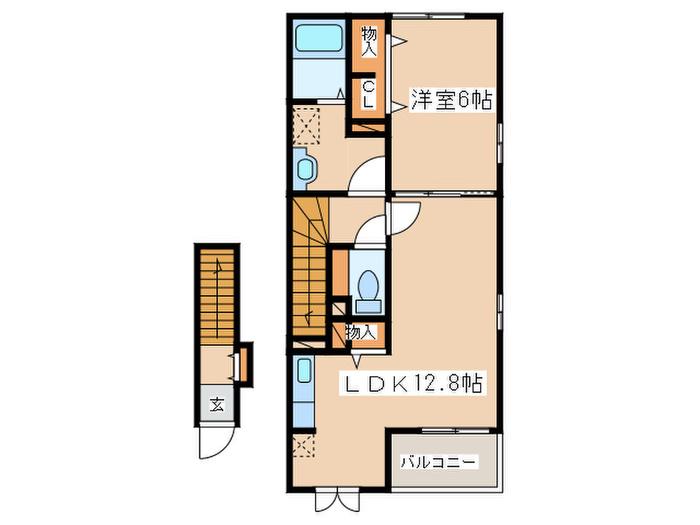 オラクル湘南(1LDK/2階)の間取り写真