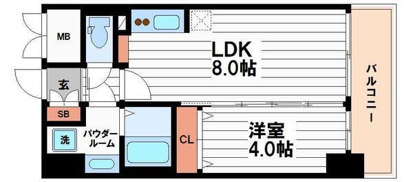 LA DOUCEUR谷町(1LDK/11階)の間取り写真