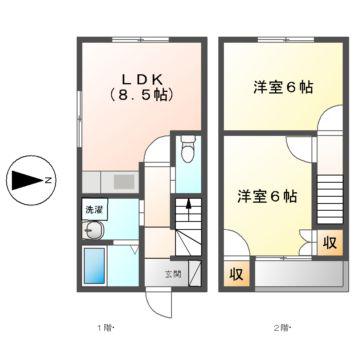 コーポサンライズ(2DK/1階)の間取り写真
