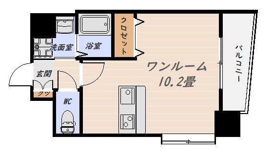 コスモガーデン鴨池(ワンルーム/6階)の間取り写真