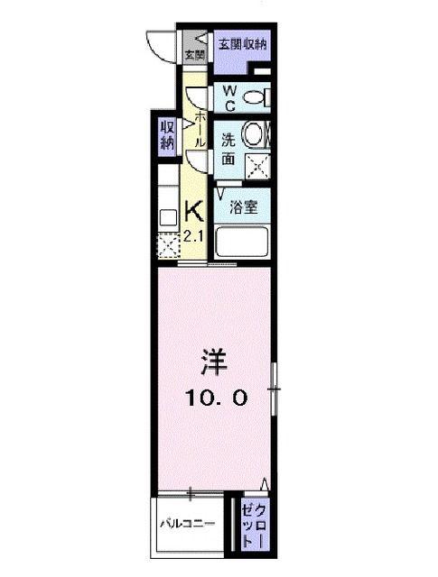 ポンドサイドK(1K/2階)の間取り写真