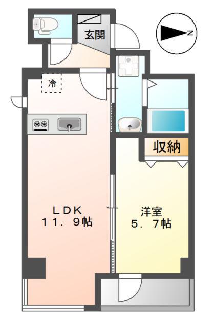 KMW小杉(1LDK/8階)の間取り写真
