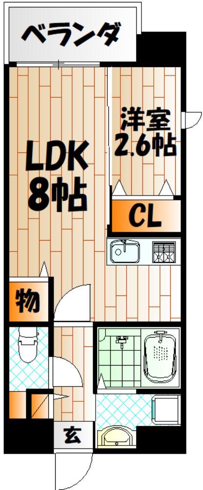 ユーズレジデンス門司港オーシャンテラス(1LDK/4階)の間取り写真