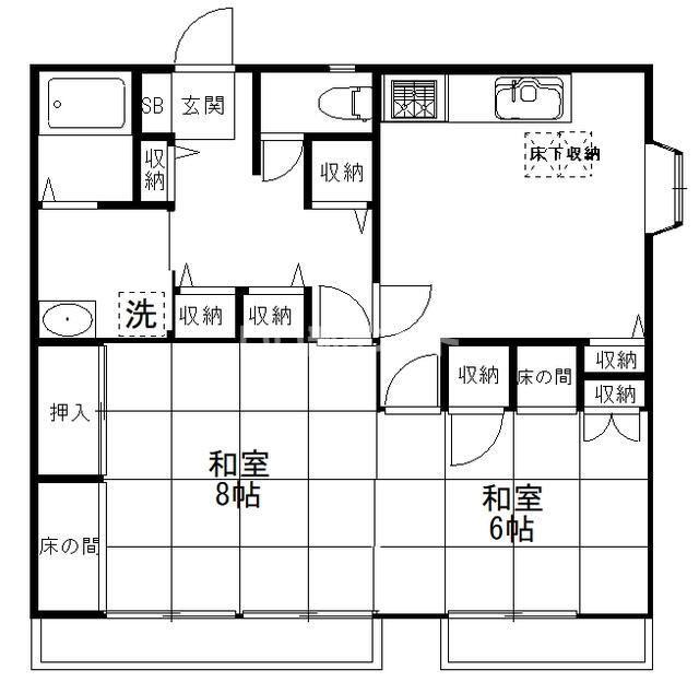 プレミール勝田台(2DK/2階)の間取り写真