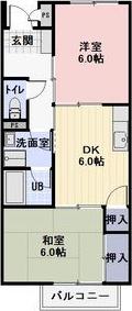SURPLUSTWO K(2DK/1階)の間取り写真