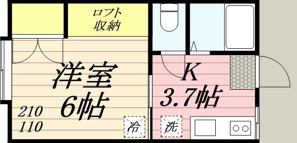 第9レジデンス(1K/2階)の間取り写真