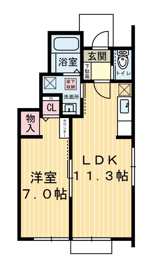 ラ・シエール(1LDK/1階)の間取り写真