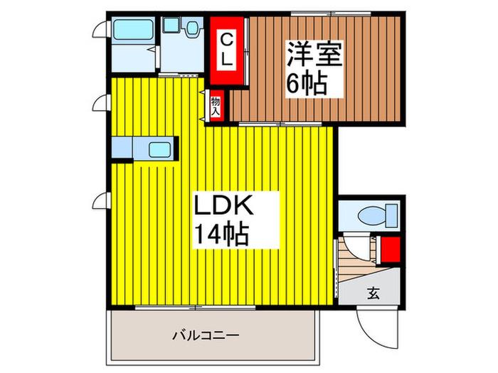 アークアムール参番館(1LDK/1階)の間取り写真