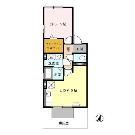 セジュール里(1LDK/1階)の間取り写真