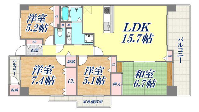 アスタピア新長田ステーションフラッツ(4LDK/4階)の間取り写真