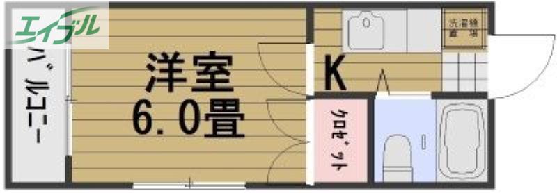 アリスメゾン新保(1K/2階)の間取り写真