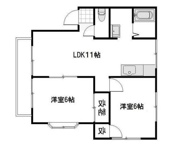 グリーンハイツ福島B(2LDK/1階)の間取り写真