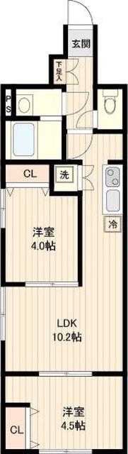 アーバンパーク宮前平ウエスト(2LDK/1階)の間取り写真