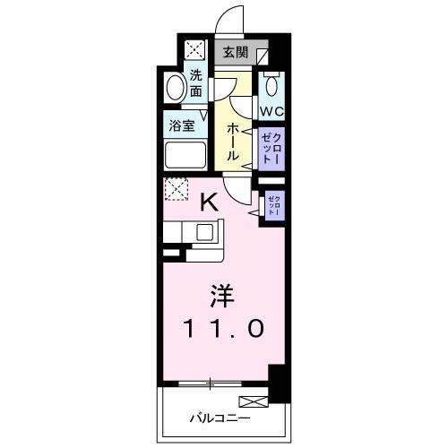 エヴァーグリーンQ(1K/2階)の間取り写真