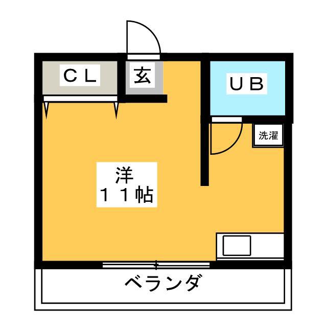 スペースハイツIII(ワンルーム/2階)の間取り写真