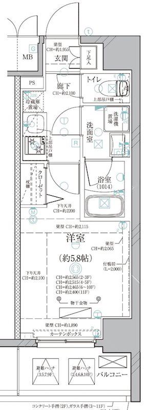 ディアレイシャス泉(1K/11階)の間取り写真