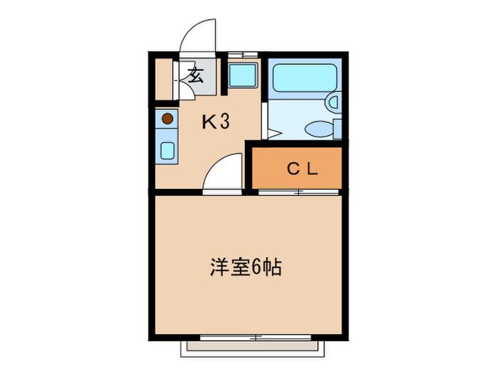 ハイツツインケイ(1K/2階)の間取り写真