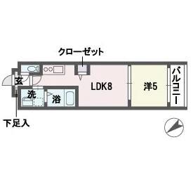 プラセール高砂(1LDK/5階)の間取り写真