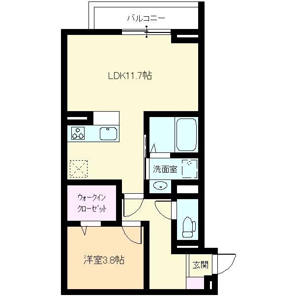 サンガーデン新山口 A(1LDK/1階)の間取り写真