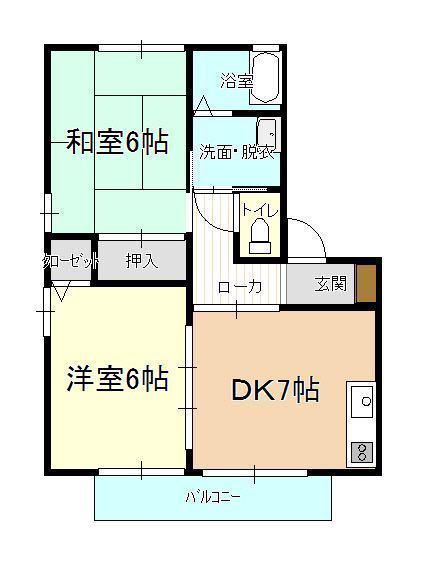 ヴィラエトレンヌO棟(2DK/1階)の間取り写真