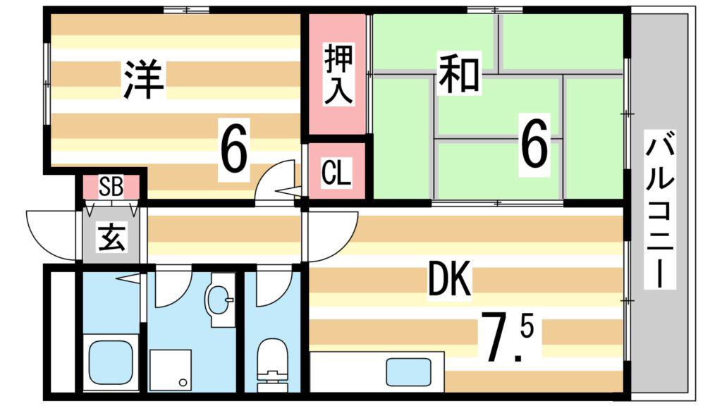 パークハイム永和(2DK/1階)の間取り写真