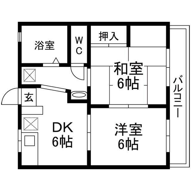 瀬戸マンション(2DK/2階)の間取り写真