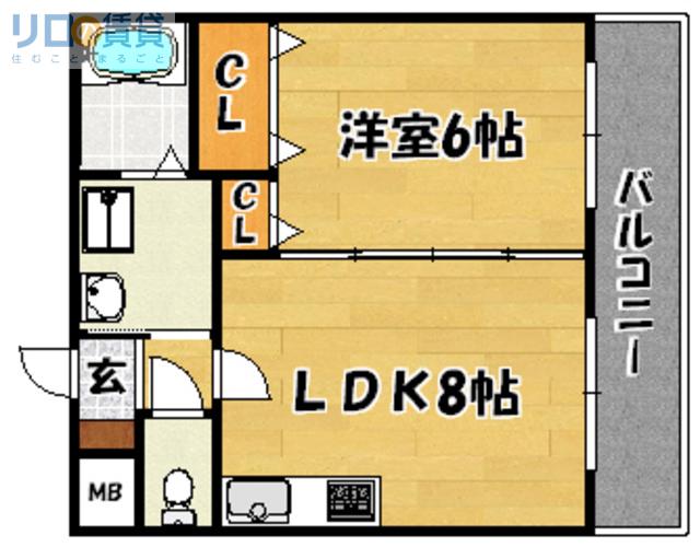 パレス東洋小松館(1LDK/5階)の間取り写真