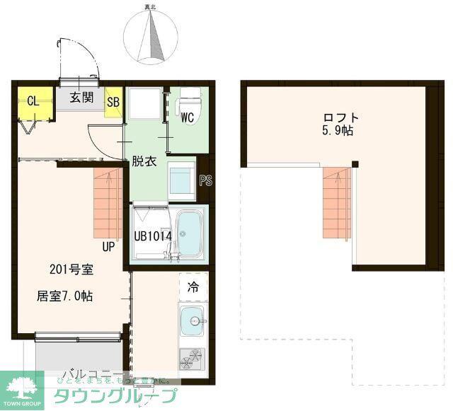 GOLAI薬師堂(1K/2階)の間取り写真