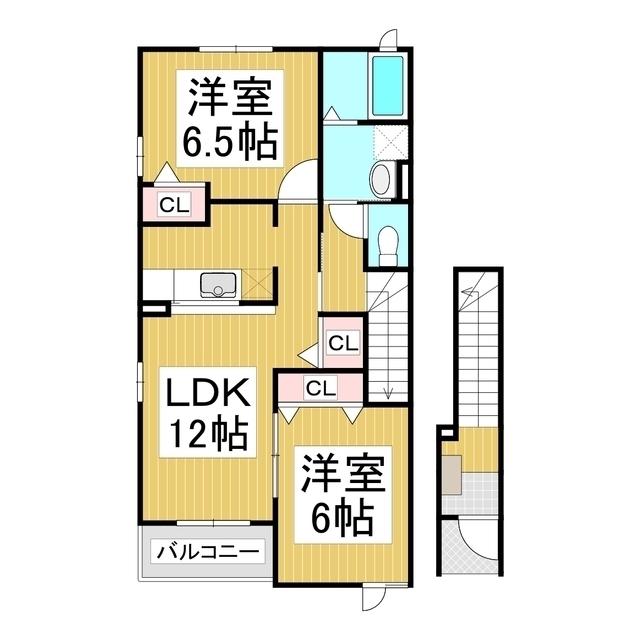 コスモパレス(2LDK/2階)の間取り写真