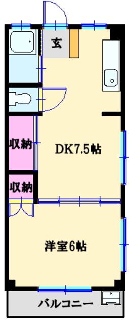 昭栄ホームズA棟(1DK/2階)の間取り写真