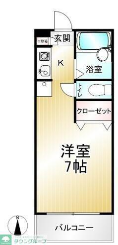 三興ビル(ワンルーム/2階)の間取り写真
