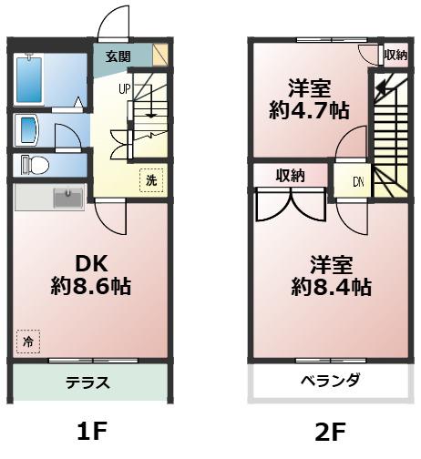 シティハイツ東村山(2DK/1階)の間取り写真