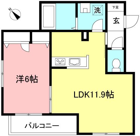 グランツ(1LDK/1階)の間取り写真