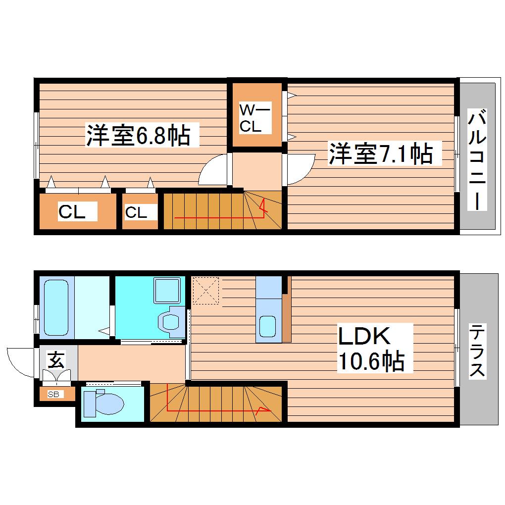M&M 1号館(2LDK/1階)の間取り写真