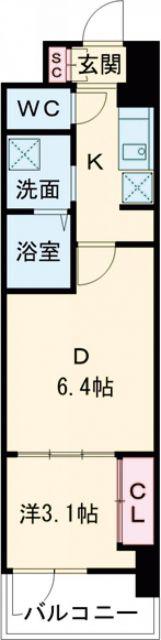 メイクス大阪鶴見(1DK/4階)の間取り写真