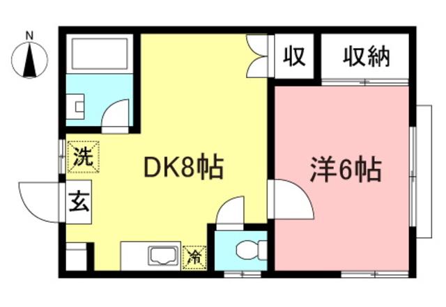 パークサイド国領(1DK/2階)の間取り写真