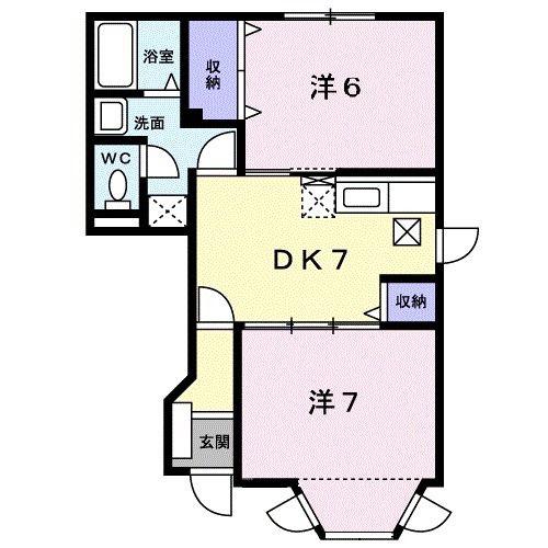 グリーンコート東館B(2DK/1階)の間取り写真