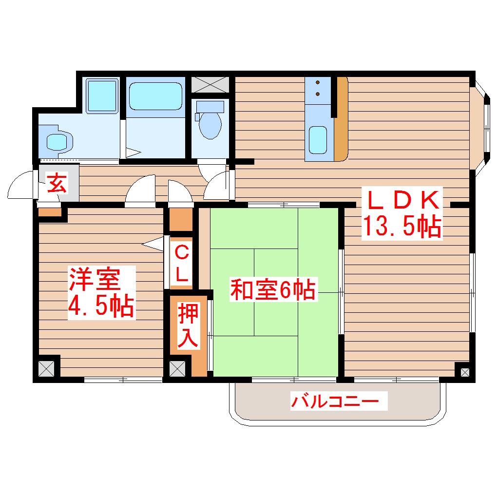PRIERII(2LDK/4階)の間取り写真