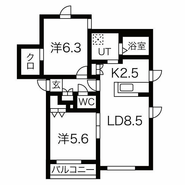グランドソレーユ(2LDK/1階)の間取り写真
