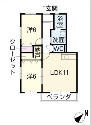 グラシアフィス霞ヶ浦3番館(2LDK/3階)の間取り写真