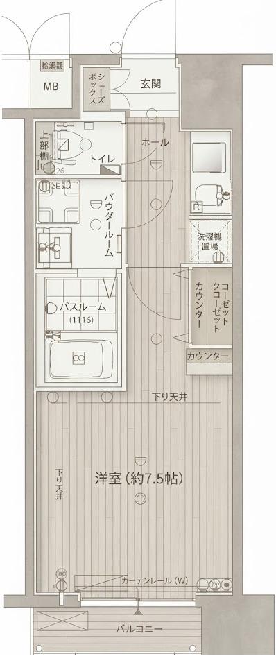 クレアートクラウン天王寺(1K/8階)の間取り写真