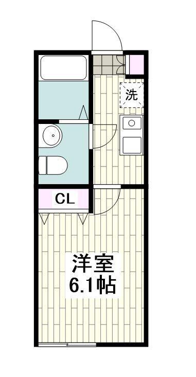ソラーナ磯子台(1K/2階)の間取り写真