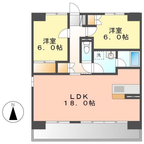コンフォート上小田井(2LDK/5階)の間取り写真
