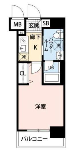 ガリシア浜松町(1K/6階)の間取り写真