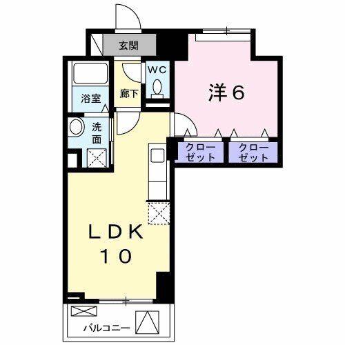 パークスクウェア八幡町(1LDK/7階)の間取り写真